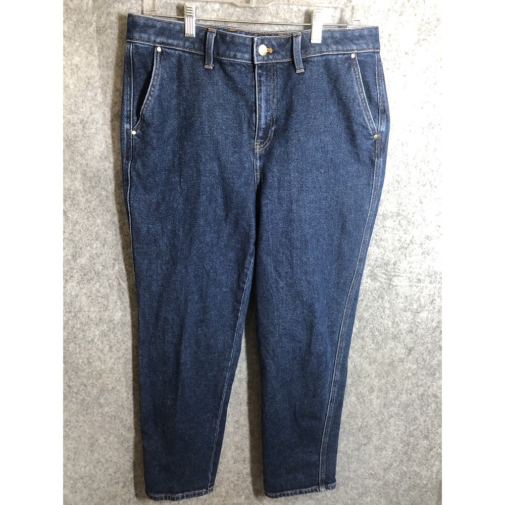 Talbots Jeans Womens 10 Blue Slim Straight Ankle Crop Dark Wash Stretch